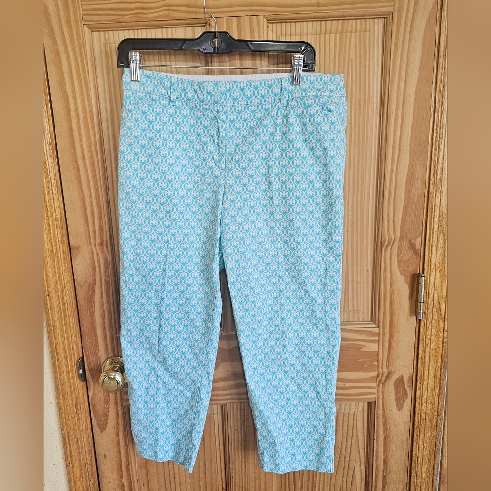 Talbots Blue and White Perfect Crop Pants Size 6 Petite